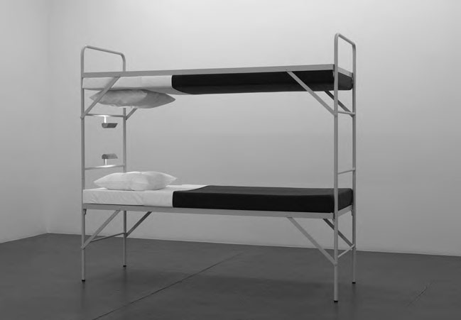 Boy Scout, 2008 Metal bunk bed, foam mattresses, sheets, pillows, woollen blankets, 188 x 207 x 77 cm. As reproduced in Co-Art