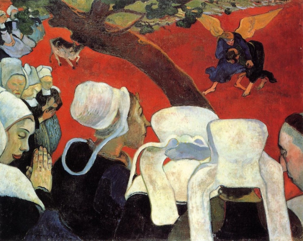 Vision of the Sermon (Jacob Wrestling with the Angel), 1888 by Paul Gauguin. As reproduced in Art in Time