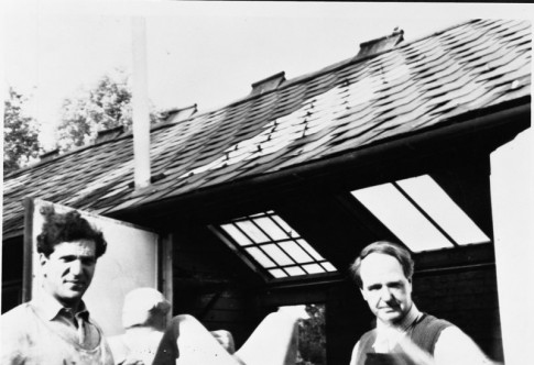 Anthony Caro with Henry Moore at Moore’s studio in Much Hadham, Hertfordshire, circa 1952