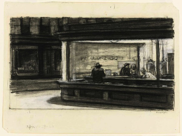 Study for Nighthawks, (1941 or 1942) by Edward Hopper