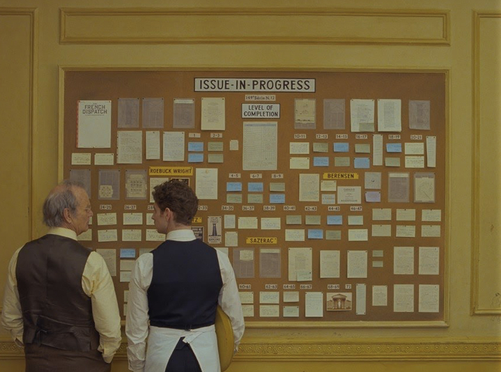 A still from The French Dispatch by Wes Anderson