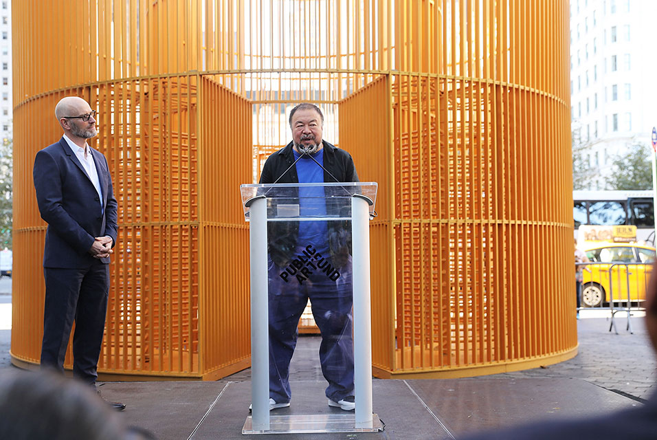 Ai Weiwei at the opening of his latest work in Manhattan - photo by Spencer Platt/Getty Images/AFP