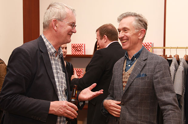 Martin Parr and Grey Fox founder David Evans at the Real Food launch at E.Tautz - photo by Jose Cuevas http://www.josecuevas.co.uk