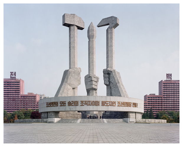 Monument to the Party Foundation. This monument was constructed in Pyongyang under Kim Jong Il's will to mark the 50th anniversary of the founding of the ruling Korean Workers Party. Photograph by Maxime Delvaux
