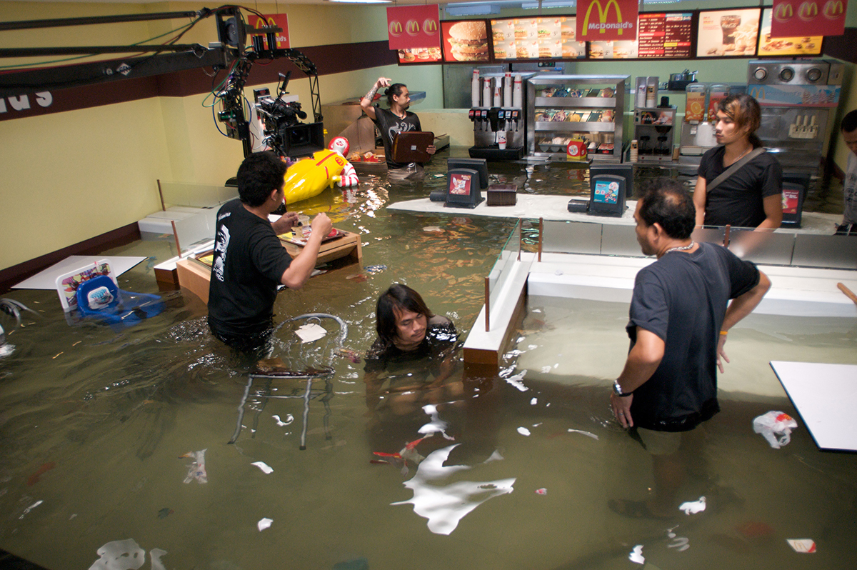Flooded McDonald's film, production still, courtesy of Superflex