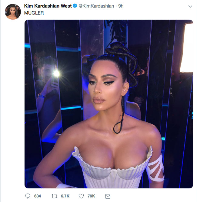 Kim Kardashian wearing Mugler in Montreal