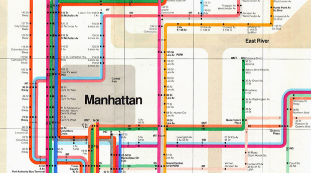 Detail from Massimo Vignelli's 1972 New York Subway map
