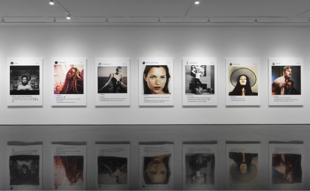 An installation shot of Richard Prince's New Portraits series. Courtesy of the Gagosian gallery.