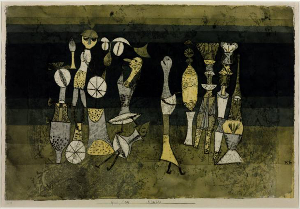 Comedy (1921) by Paul Klee. Though this work is currently on show at Tate Modern, other works by the artist have been recovered from a stash hidden in a Bavarian flat