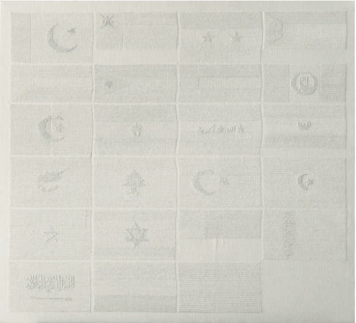 Untitled (White Flags # 1:1)-2012–13 - Cristiana de Marchi - Embroidery on canvas