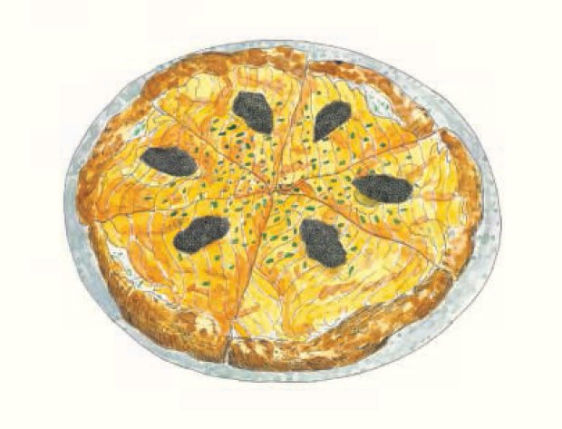 Pizza with Smoked Salmon and Caviar, Wolfgang Puck, Spago, United States 1982