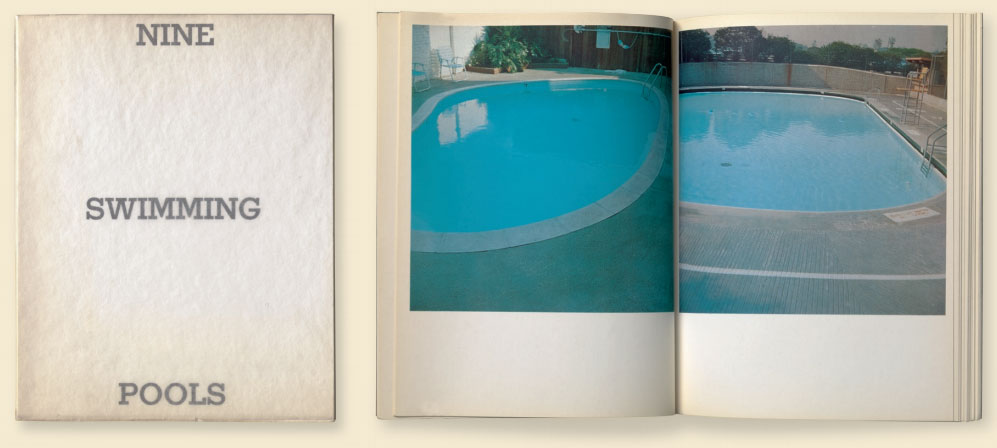 A spread from Nine Swimming Pools and a Broken Glass (1968) by Ed Ruscha