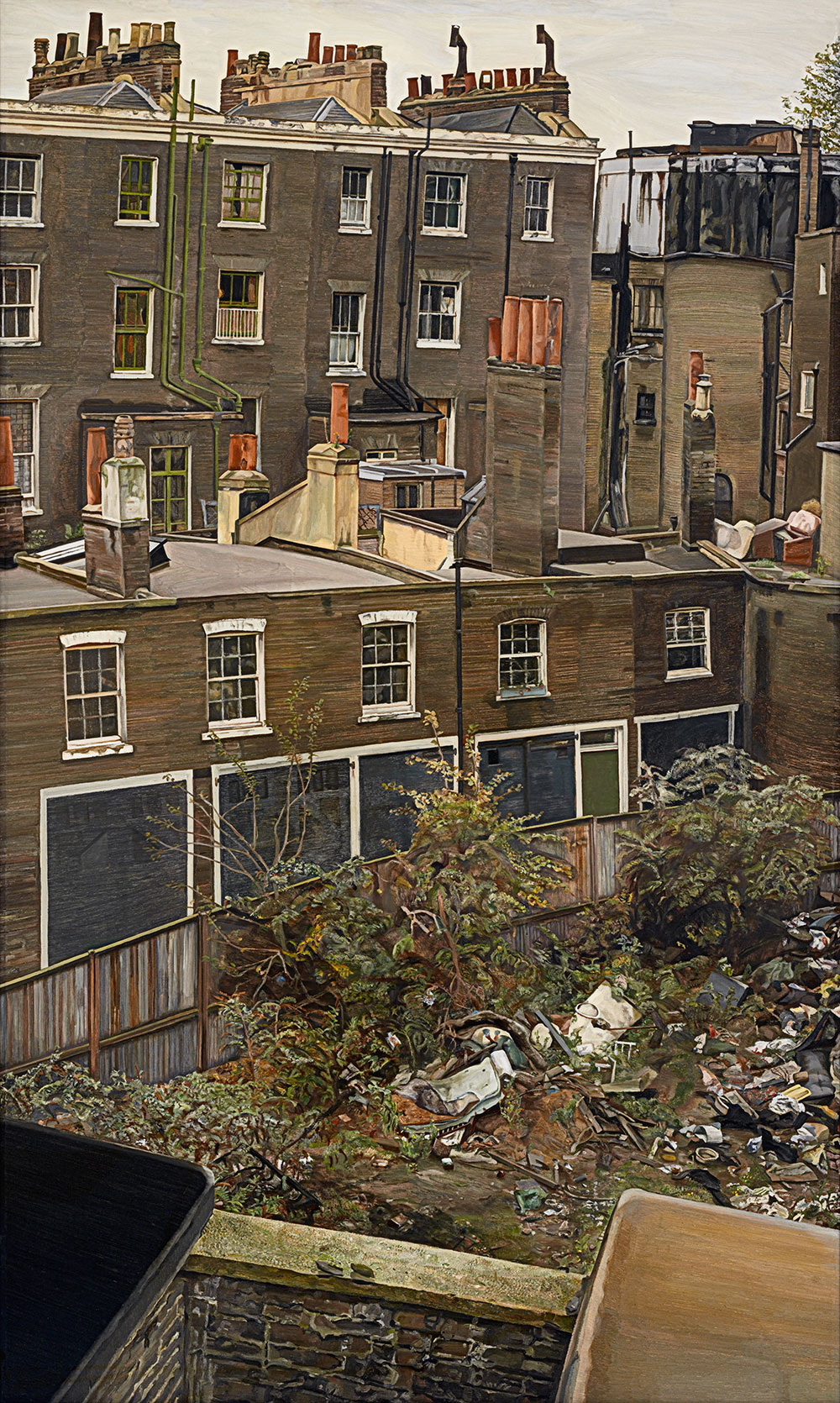 Lucian Freud, Wasteground with Houses, Paddington, 1970–2, oil on canvas, 167 × 101 cm, 65¾ × 39¾ in. © The Lucian Freud Archive / Bridgeman Images; photography by John Riddy (volume 1, page 285)